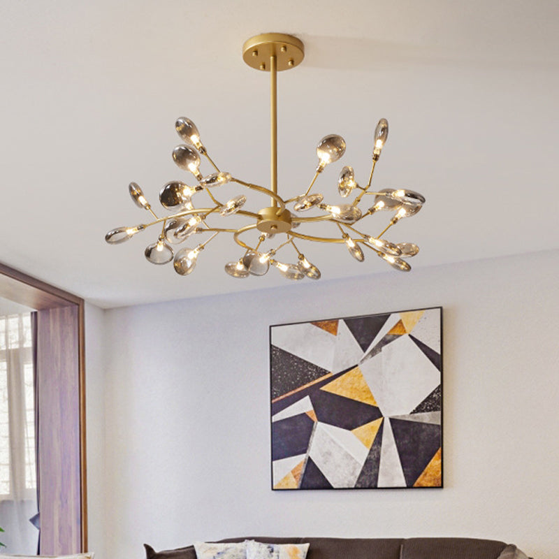 Leaves Ceiling Chandelier Modernity Acrylic Living Room LED Suspension Lamp in Gold 30 Gold Smoke Grey Clearhalo 'Ceiling Lights' 'Chandeliers' 'Modern Chandeliers' 'Modern' Lighting' 2026164