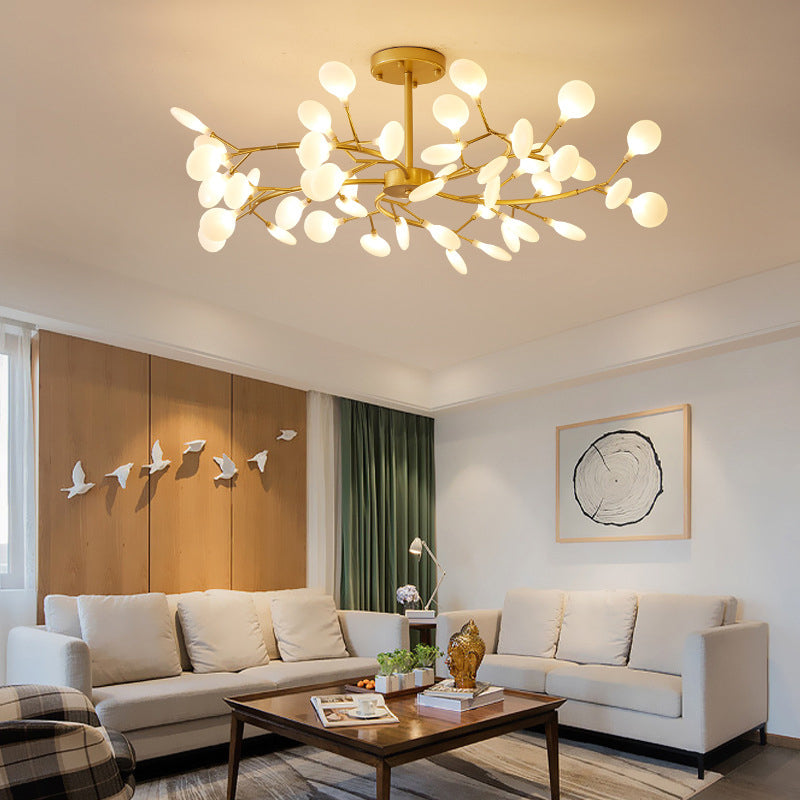 Leaves Ceiling Chandelier Modernity Acrylic Living Room LED Suspension Lamp in Gold Clearhalo 'Ceiling Lights' 'Chandeliers' 'Modern Chandeliers' 'Modern' Lighting' 2026165