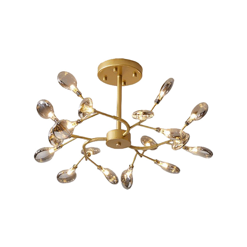Leaves Ceiling Chandelier Modernity Acrylic Living Room LED Suspension Lamp in Gold 18 Gold Smoke Grey Clearhalo 'Ceiling Lights' 'Chandeliers' 'Modern Chandeliers' 'Modern' Lighting' 2026169