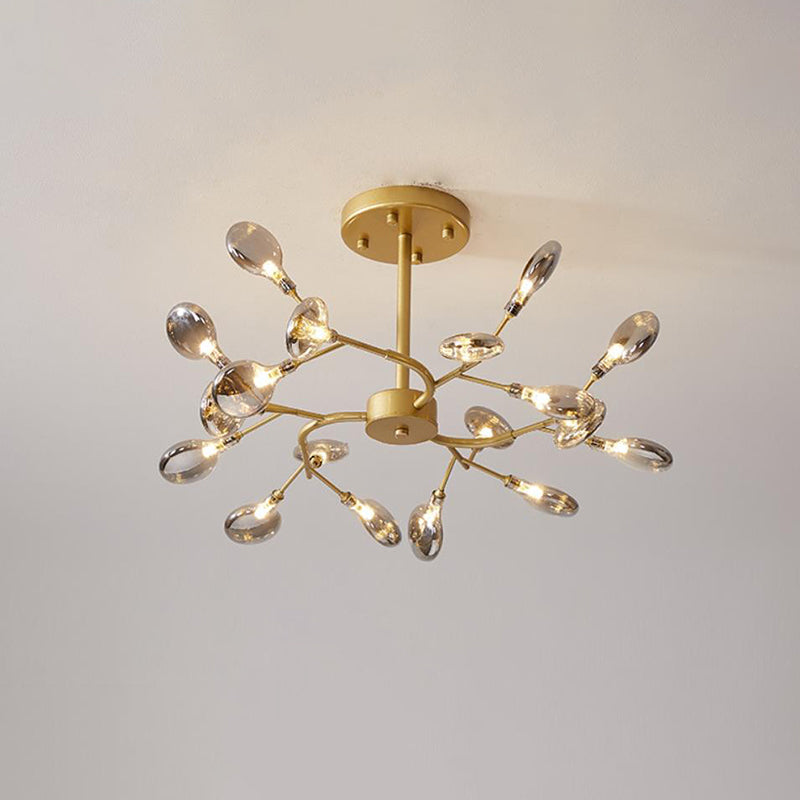 Leaves Ceiling Chandelier Modernity Acrylic Living Room LED Suspension Lamp in Gold Clearhalo 'Ceiling Lights' 'Chandeliers' 'Modern Chandeliers' 'Modern' Lighting' 2026170
