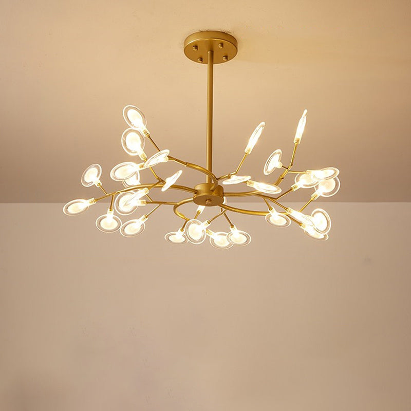 Leaves Ceiling Chandelier Modernity Acrylic Living Room LED Suspension Lamp in Gold Clearhalo 'Ceiling Lights' 'Chandeliers' 'Modern Chandeliers' 'Modern' Lighting' 2026173