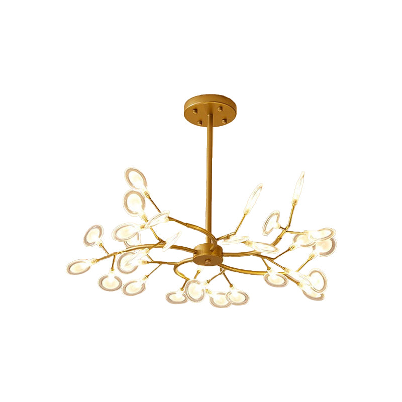 Leaves Ceiling Chandelier Modernity Acrylic Living Room LED Suspension Lamp in Gold Clearhalo 'Ceiling Lights' 'Chandeliers' 'Modern Chandeliers' 'Modern' Lighting' 2026174