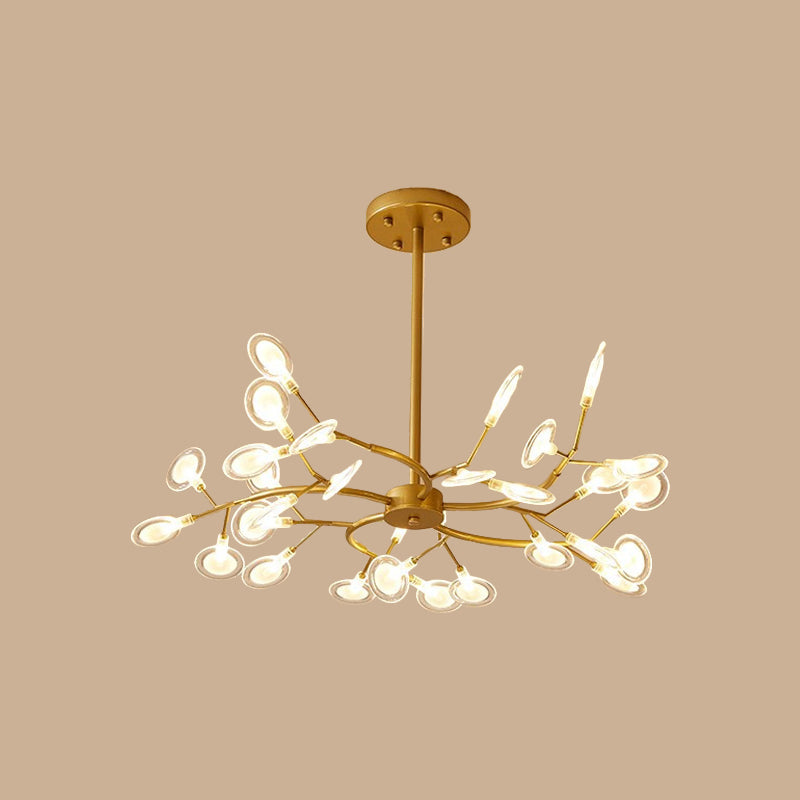 Leaves Ceiling Chandelier Modernity Acrylic Living Room LED Suspension Lamp in Gold Clearhalo 'Ceiling Lights' 'Chandeliers' 'Modern Chandeliers' 'Modern' Lighting' 2026175