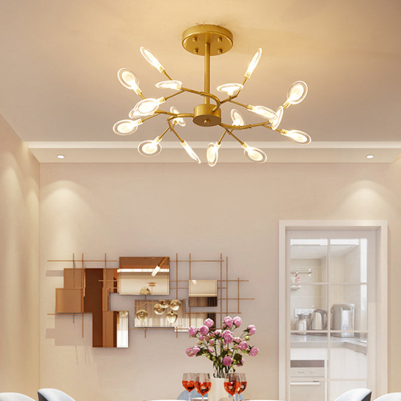 Leaves Ceiling Chandelier Modernity Acrylic Living Room LED Suspension Lamp in Gold 18 Gold Clear Clearhalo 'Ceiling Lights' 'Chandeliers' 'Modern Chandeliers' 'Modern' Lighting' 2026177