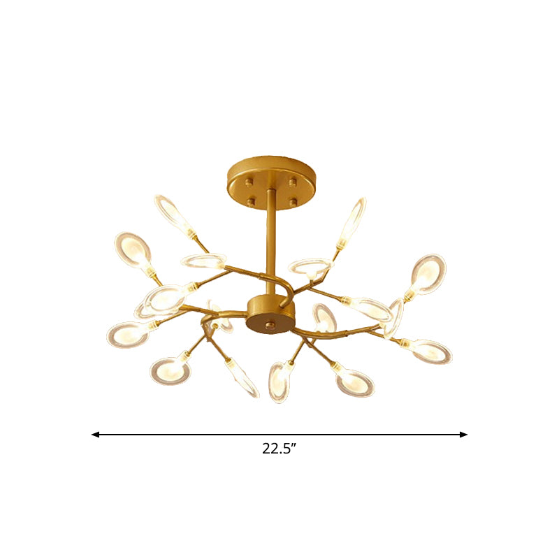 Leaves Ceiling Chandelier Modernity Acrylic Living Room LED Suspension Lamp in Gold Clearhalo 'Ceiling Lights' 'Chandeliers' 'Modern Chandeliers' 'Modern' Lighting' 2026181