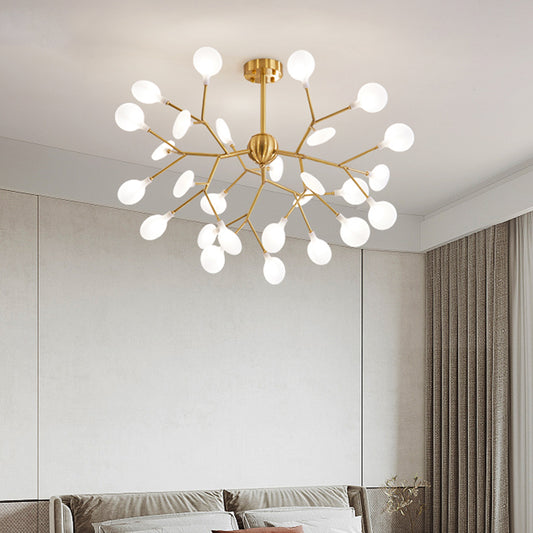 Acrylic Branch Pendant Chandelier Minimalist LED Hanging Ceiling Light in Brass for Living Room 27 Brass Clearhalo 'Ceiling Lights' 'Chandeliers' 'Modern Chandeliers' 'Modern' Lighting' 2026185