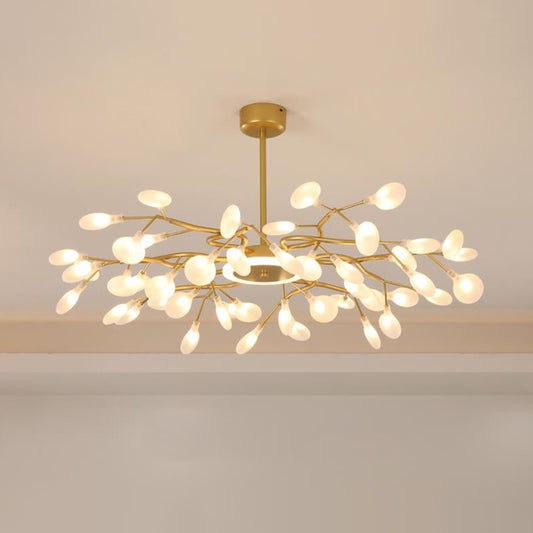 Nordic Firefly Hanging Chandelier Acrylic Living Room LED Pendant Light Fixture in Gold 48 Gold Clearhalo 'Ceiling Lights' 'Chandeliers' 'Modern Chandeliers' 'Modern' Lighting' 2026191