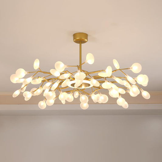 Nordic Firefly Hanging Chandelier Acrylic Living Room LED Pendant Light Fixture in Gold Clearhalo 'Ceiling Lights' 'Chandeliers' 'Modern Chandeliers' 'Modern' Lighting' 2026196