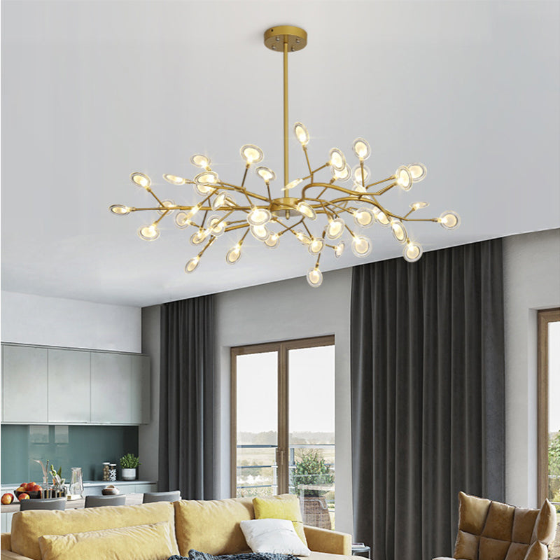 Acrylic Firefly LED Drop Pendant Modernist 45-Light Chandelier Light Fixture for Living Room Gold Clearhalo 'Ceiling Lights' 'Chandeliers' 'Modern Chandeliers' 'Modern' Lighting' 2026219