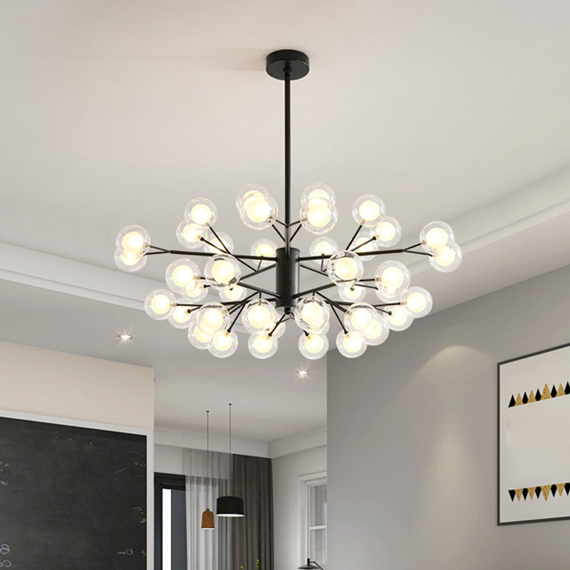 Modo Dining Room Chandelier Lamp Clear and Frosted Glass LED Minimalist Pendant Lighting in Black 40 Black Clearhalo 'Ceiling Lights' 'Chandeliers' 'Modern Chandeliers' 'Modern' Lighting' 2026225