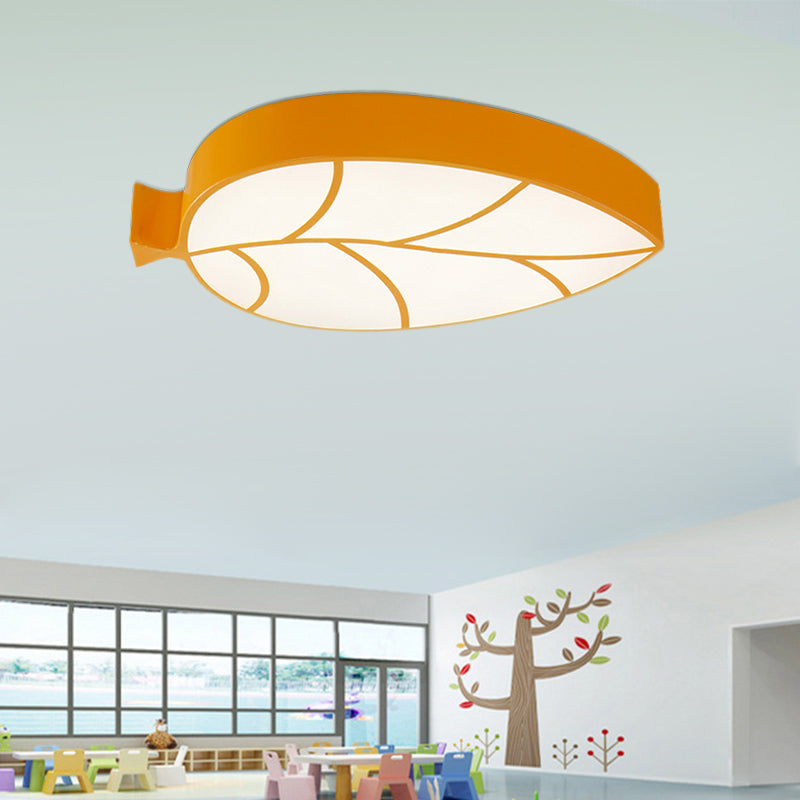 Leaf Shaped LED Flush Mount Light Cartoon Acrylic Metal Ceiling Lamp for Kid Bedroom Orange Clearhalo 'Ceiling Lights' 'Close To Ceiling Lights' 'Close to ceiling' 'Flush mount' Lighting' 202623