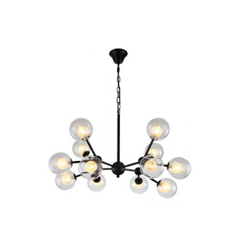 Clear and Frosted Glass Modo Drop Lamp Contemporary Black Chandelier Light Fixture Clearhalo 'Ceiling Lights' 'Chandeliers' 'Glass shade' 'Glass' 'Modern Chandeliers' 'Modern' Lighting' 2026244