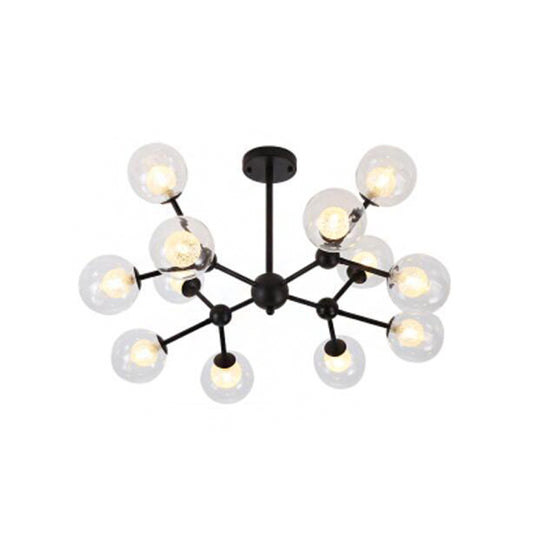 Clear and Frosted Glass Modo Drop Lamp Contemporary Black Chandelier Light Fixture Clearhalo 'Ceiling Lights' 'Chandeliers' 'Glass shade' 'Glass' 'Modern Chandeliers' 'Modern' Lighting' 2026245