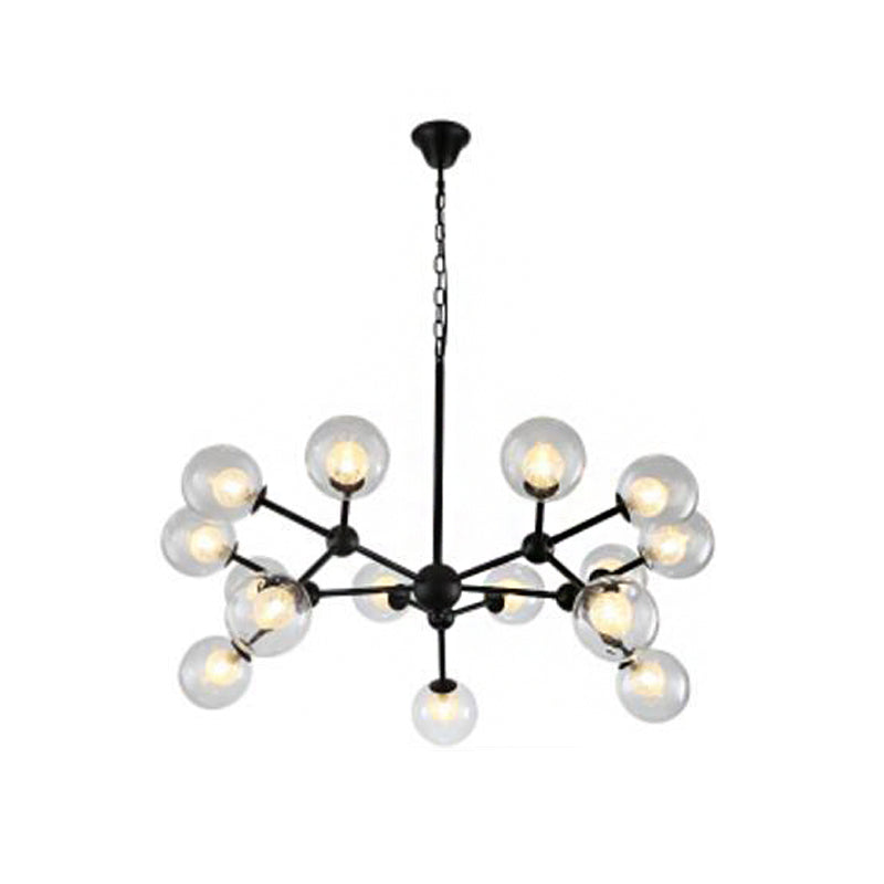 Clear and Frosted Glass Modo Drop Lamp Contemporary Black Chandelier Light Fixture Clearhalo 'Ceiling Lights' 'Chandeliers' 'Glass shade' 'Glass' 'Modern Chandeliers' 'Modern' Lighting' 2026248