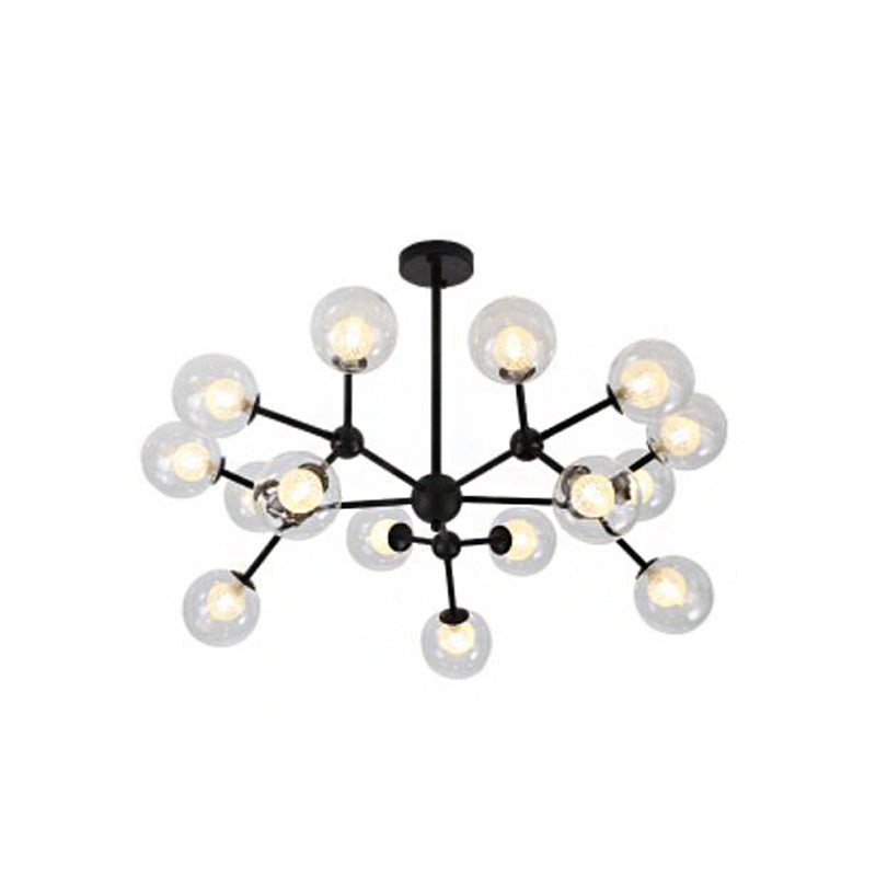 Clear and Frosted Glass Modo Drop Lamp Contemporary Black Chandelier Light Fixture Clearhalo 'Ceiling Lights' 'Chandeliers' 'Glass shade' 'Glass' 'Modern Chandeliers' 'Modern' Lighting' 2026249