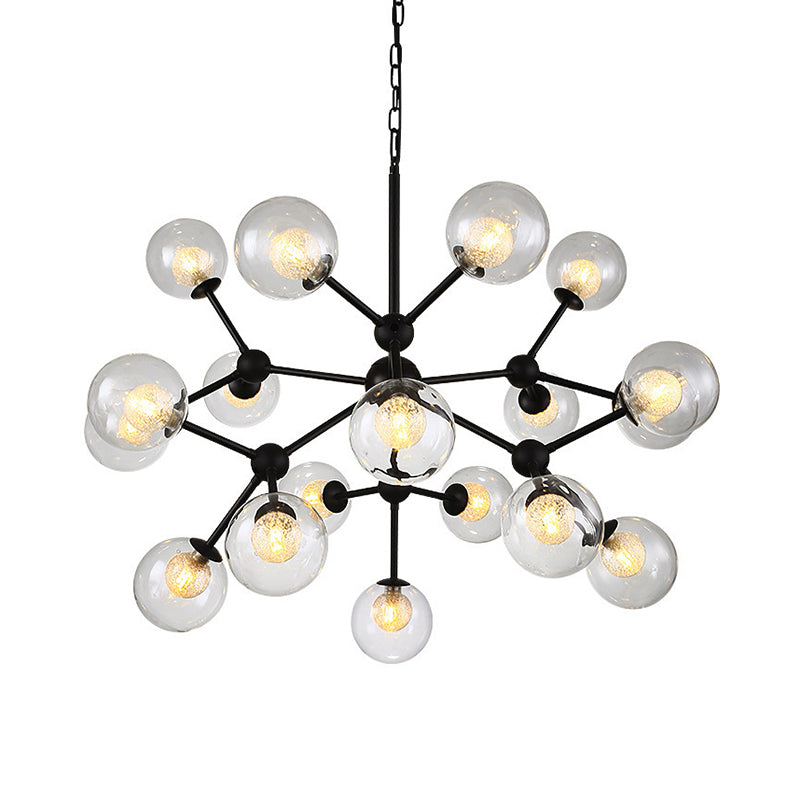 Clear and Frosted Glass Modo Drop Lamp Contemporary Black Chandelier Light Fixture 18 Black Clearhalo 'Ceiling Lights' 'Chandeliers' 'Glass shade' 'Glass' 'Modern Chandeliers' 'Modern' Lighting' 2026250