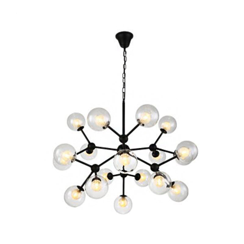 Clear and Frosted Glass Modo Drop Lamp Contemporary Black Chandelier Light Fixture Clearhalo 'Ceiling Lights' 'Chandeliers' 'Glass shade' 'Glass' 'Modern Chandeliers' 'Modern' Lighting' 2026251