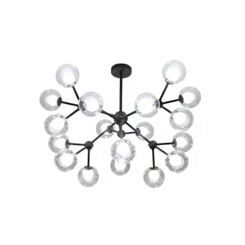 Clear and Frosted Glass Modo Drop Lamp Contemporary Black Chandelier Light Fixture Clearhalo 'Ceiling Lights' 'Chandeliers' 'Glass shade' 'Glass' 'Modern Chandeliers' 'Modern' Lighting' 2026252