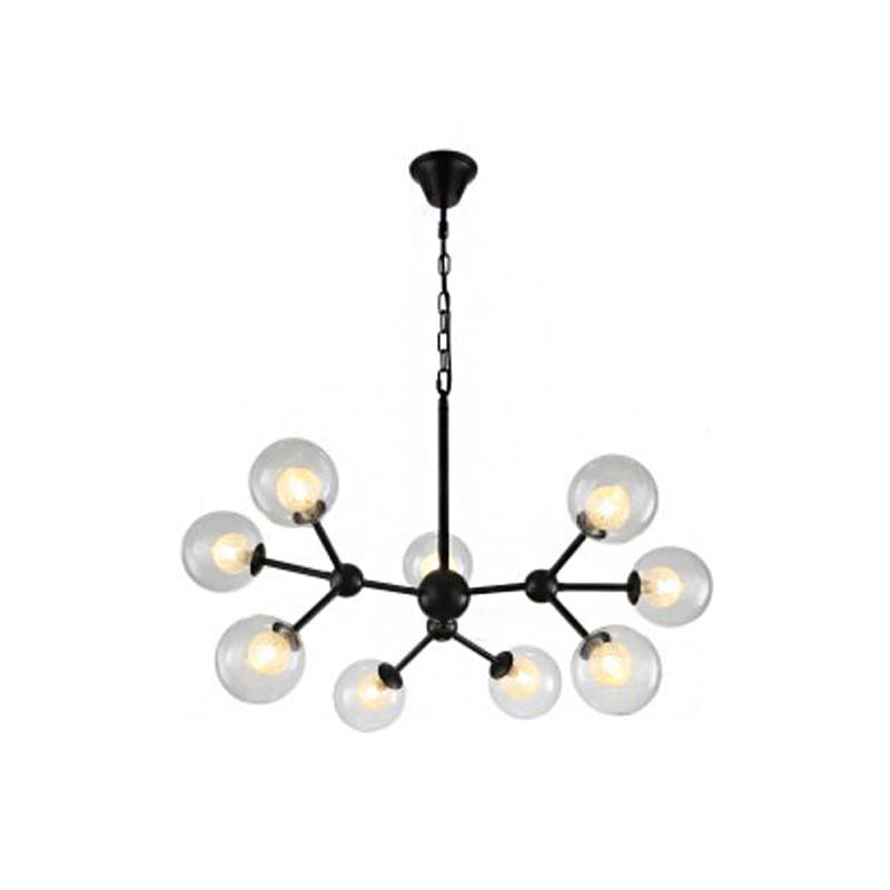 Clear and Frosted Glass Modo Drop Lamp Contemporary Black Chandelier Light Fixture 9 Black Clearhalo 'Ceiling Lights' 'Chandeliers' 'Glass shade' 'Glass' 'Modern Chandeliers' 'Modern' Lighting' 2026253