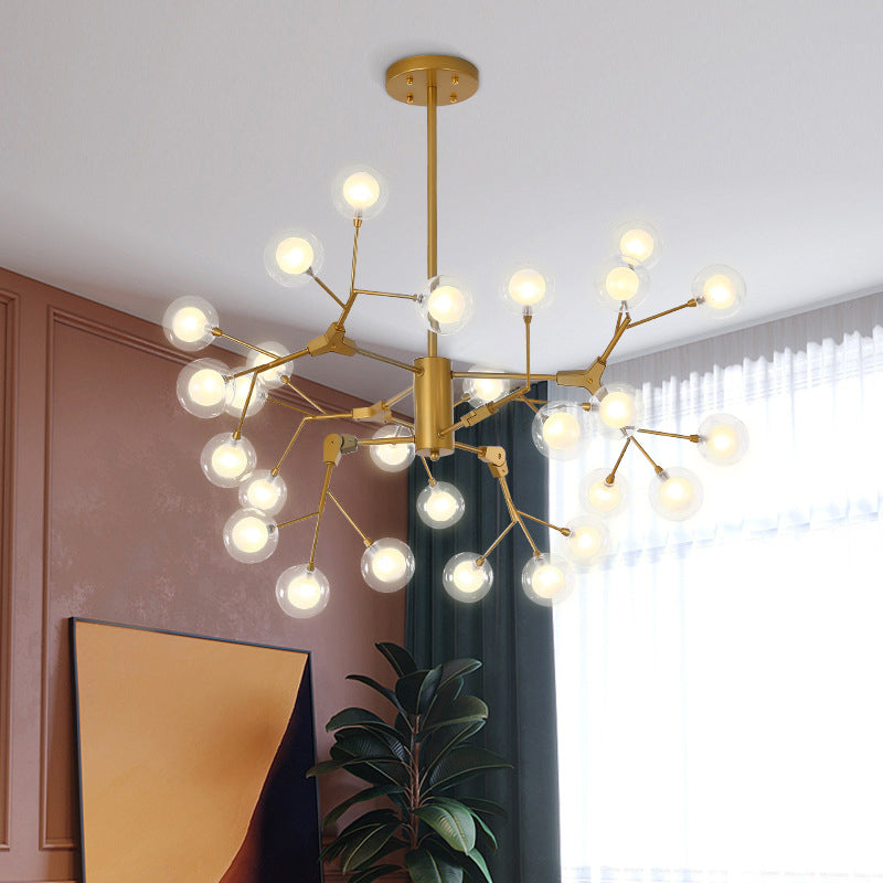 Branch-Like Wireframe Chandelier Minimalist Metal Gold Suspension Pendant Light for Living Room Gold Bubble Clearhalo 'Ceiling Lights' 'Chandeliers' 'Glass shade' 'Glass' 'Modern Chandeliers' 'Modern' Lighting' 2026254