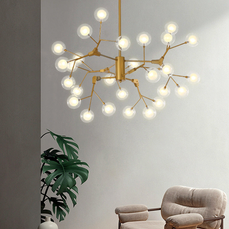 Branch-Like Wireframe Chandelier Minimalist Metal Gold Suspension Pendant Light for Living Room Clearhalo 'Ceiling Lights' 'Chandeliers' 'Glass shade' 'Glass' 'Modern Chandeliers' 'Modern' Lighting' 2026255