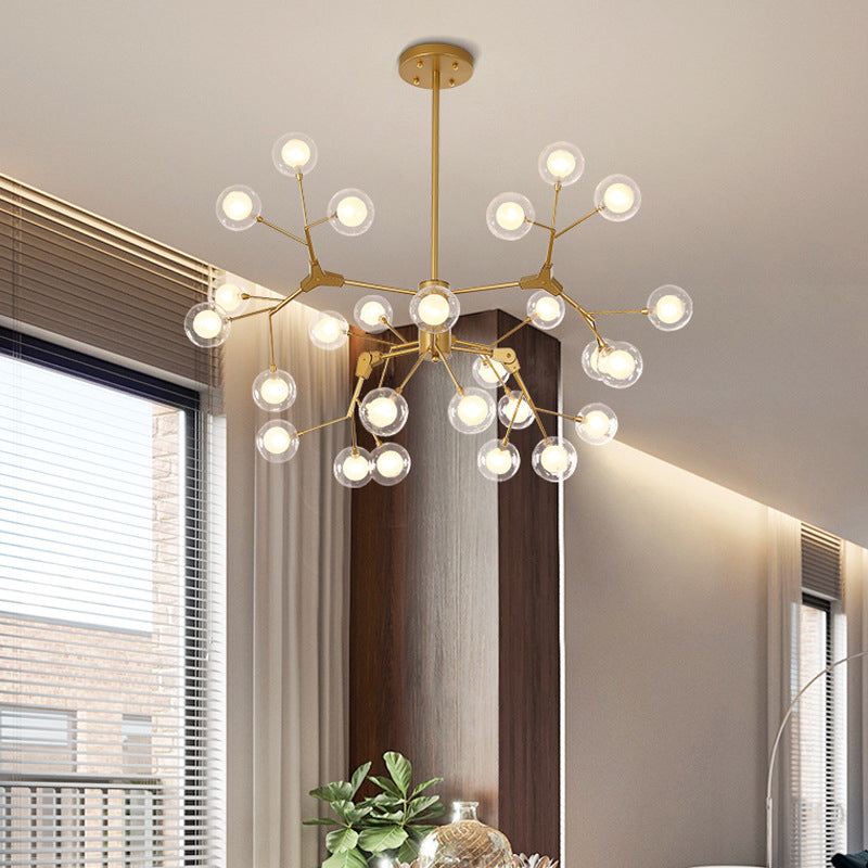 Branch-Like Wireframe Chandelier Minimalist Metal Gold Suspension Pendant Light for Living Room Clearhalo 'Ceiling Lights' 'Chandeliers' 'Glass shade' 'Glass' 'Modern Chandeliers' 'Modern' Lighting' 2026256