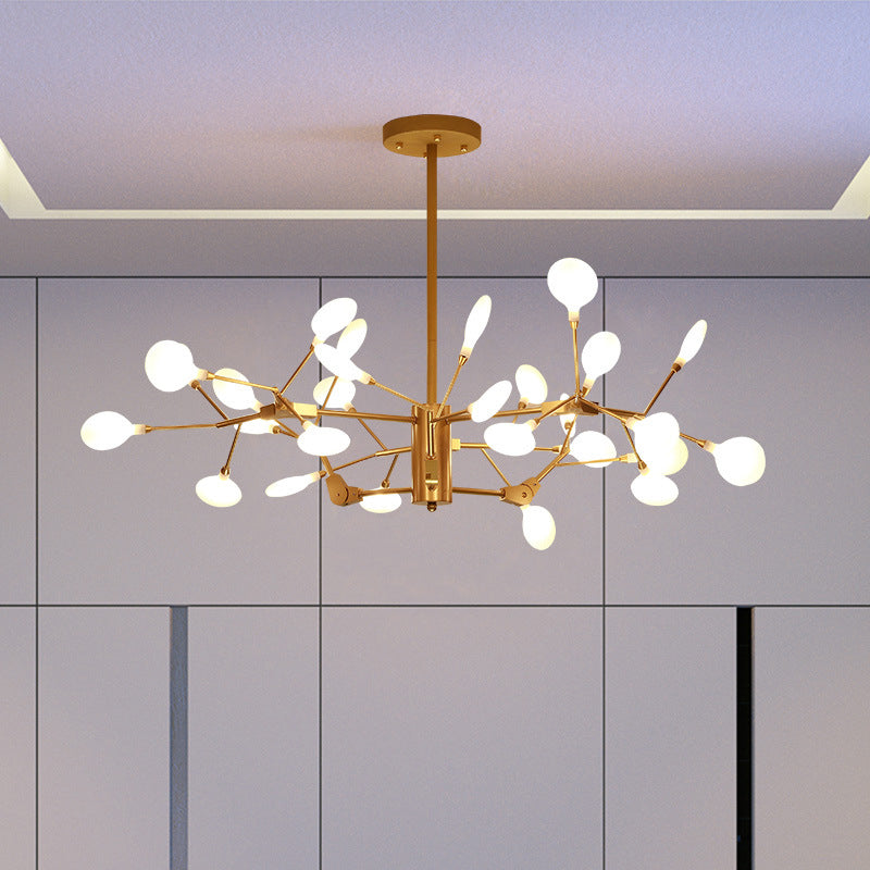 Branch-Like Wireframe Chandelier Minimalist Metal Gold Suspension Pendant Light for Living Room Gold Leaf Clearhalo 'Ceiling Lights' 'Chandeliers' 'Glass shade' 'Glass' 'Modern Chandeliers' 'Modern' Lighting' 2026259