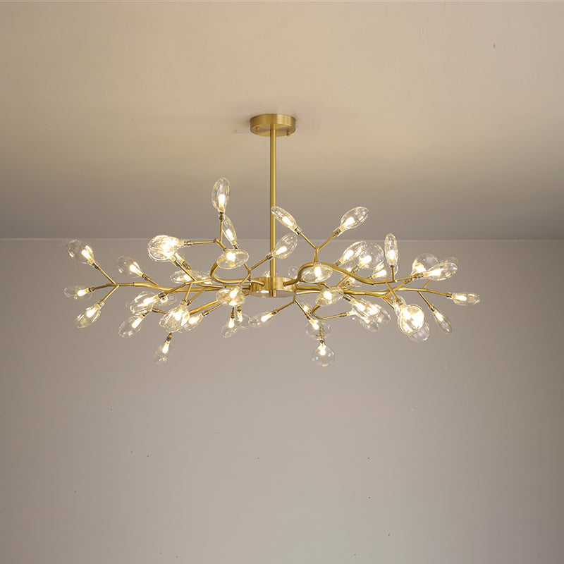 Leaf-Shaped Chandelier Light Modernist Metal LED Brass Pendant Lighting Fixture 54 Brass Clear Clearhalo 'Ceiling Lights' 'Chandeliers' 'Modern Chandeliers' 'Modern' Lighting' 2026261