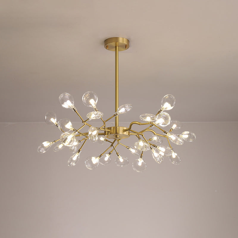 Leaf-Shaped Chandelier Light Modernist Metal LED Brass Pendant Lighting Fixture 30 Brass Clear Clearhalo 'Ceiling Lights' 'Chandeliers' 'Modern Chandeliers' 'Modern' Lighting' 2026263