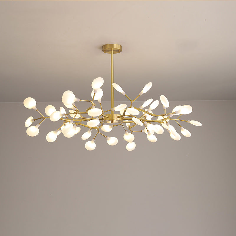 Leaf-Shaped Chandelier Light Modernist Metal LED Brass Pendant Lighting Fixture 54 Brass White Clearhalo 'Ceiling Lights' 'Chandeliers' 'Modern Chandeliers' 'Modern' Lighting' 2026264