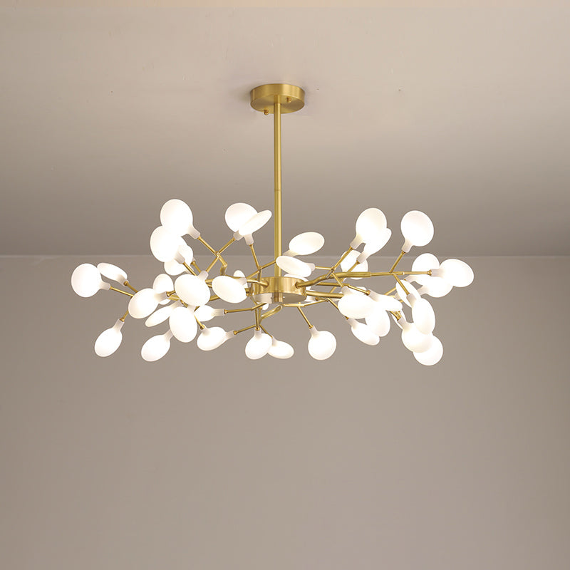 Leaf-Shaped Chandelier Light Modernist Metal LED Brass Pendant Lighting Fixture 45 Brass White Clearhalo 'Ceiling Lights' 'Chandeliers' 'Modern Chandeliers' 'Modern' Lighting' 2026265