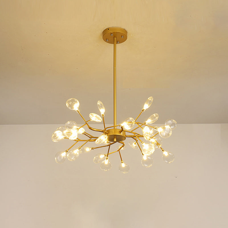 Leaf-Shaped Chandelier Light Modernist Metal LED Brass Pendant Lighting Fixture 30 Gold Clear Clearhalo 'Ceiling Lights' 'Chandeliers' 'Modern Chandeliers' 'Modern' Lighting' 2026270