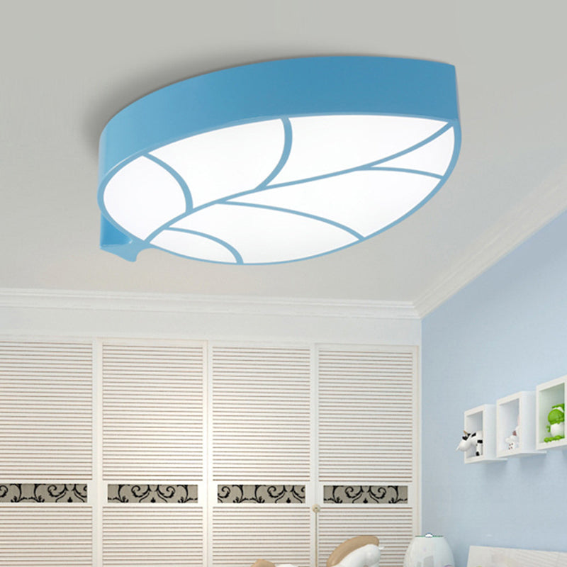 Leaf Shaped LED Flush Mount Light Cartoon Acrylic Metal Ceiling Lamp for Kid Bedroom Blue Clearhalo 'Ceiling Lights' 'Close To Ceiling Lights' 'Close to ceiling' 'Flush mount' Lighting' 202629