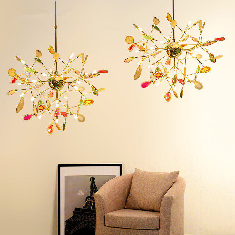 Leaf Agate Pendant Chandelier Modernist LED Gold Hanging Light Fixture for Living Room Gold C Clearhalo 'Ceiling Lights' 'Chandeliers' 'Modern Chandeliers' 'Modern' Lighting' 2026320