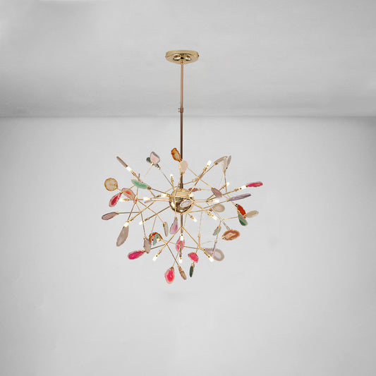 Leaf Agate Pendant Chandelier Modernist LED Gold Hanging Light Fixture for Living Room Clearhalo 'Ceiling Lights' 'Chandeliers' 'Modern Chandeliers' 'Modern' Lighting' 2026321