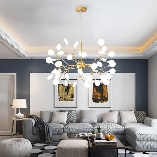 Leaf Chandelier Contemporary Acrylic LED Gold Ceiling Suspension Lamp for Living Room 36 Gold Clearhalo 'Ceiling Lights' 'Chandeliers' 'Modern Chandeliers' 'Modern' Lighting' 2026327