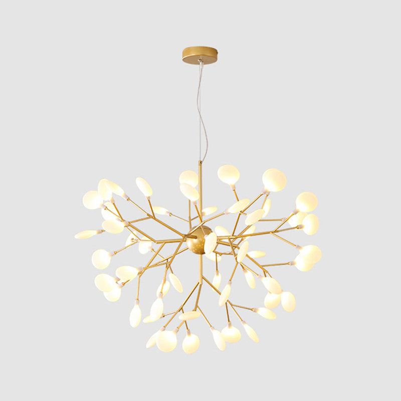Leaf Chandelier Contemporary Acrylic LED Gold Ceiling Suspension Lamp for Living Room 54 Gold Clearhalo 'Ceiling Lights' 'Chandeliers' 'Modern Chandeliers' 'Modern' Lighting' 2026330