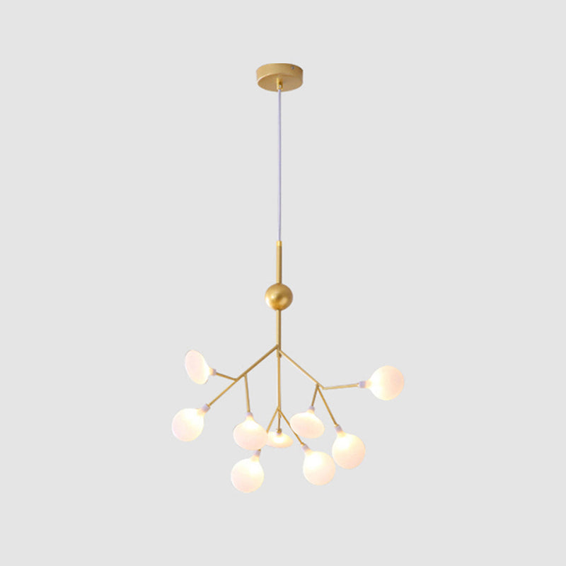 Leaf Chandelier Contemporary Acrylic LED Gold Ceiling Suspension Lamp for Living Room 9 Gold Clearhalo 'Ceiling Lights' 'Chandeliers' 'Modern Chandeliers' 'Modern' Lighting' 2026331