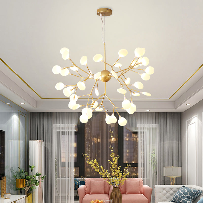 Leaf Chandelier Contemporary Acrylic LED Gold Ceiling Suspension Lamp for Living Room 45 Gold Clearhalo 'Ceiling Lights' 'Chandeliers' 'Modern Chandeliers' 'Modern' Lighting' 2026332