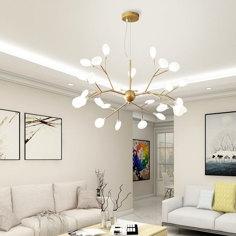 Leaf Chandelier Contemporary Acrylic LED Gold Ceiling Suspension Lamp for Living Room 27 Gold Clearhalo 'Ceiling Lights' 'Chandeliers' 'Modern Chandeliers' 'Modern' Lighting' 2026334