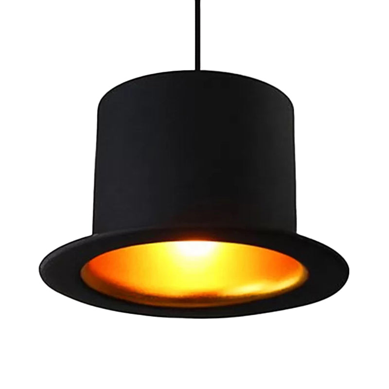 Hat Ceiling Pendant Light Modern Metal 1 Light Black Dining Room Hanging Light, 6.5"/7" Wide Clearhalo 'Ceiling Lights' 'Modern Pendants' 'Modern' 'Pendant Lights' 'Pendants' Lighting' 202634