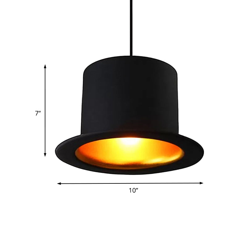 Hat Ceiling Pendant Light Modern Metal 1 Light Black Dining Room Hanging Light, 6.5"/7" Wide Clearhalo 'Ceiling Lights' 'Modern Pendants' 'Modern' 'Pendant Lights' 'Pendants' Lighting' 202635