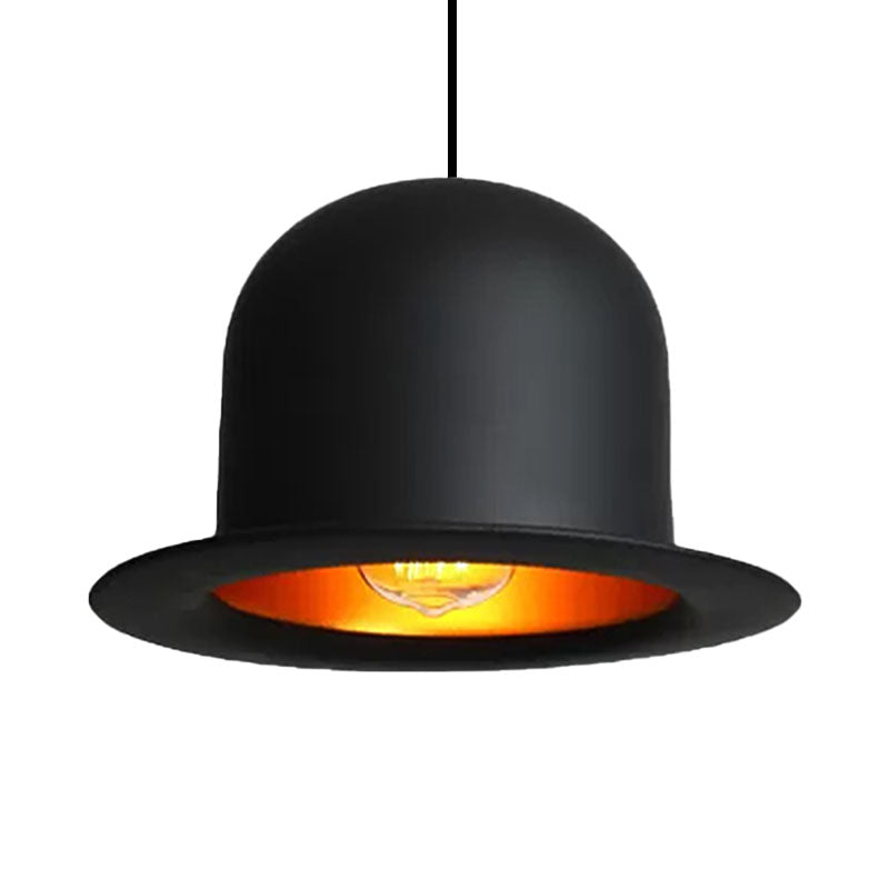 Hat Ceiling Pendant Light Modern Metal 1 Light Black Dining Room Hanging Light, 6.5"/7" Wide Clearhalo 'Ceiling Lights' 'Modern Pendants' 'Modern' 'Pendant Lights' 'Pendants' Lighting' 202638