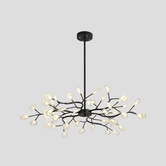 Starburst Chandelier Lighting Simple Metallic Living Room LED Pendulum Light 54 Black C Clearhalo 'Ceiling Lights' 'Chandeliers' 'Modern Chandeliers' 'Modern' Lighting' 2026385