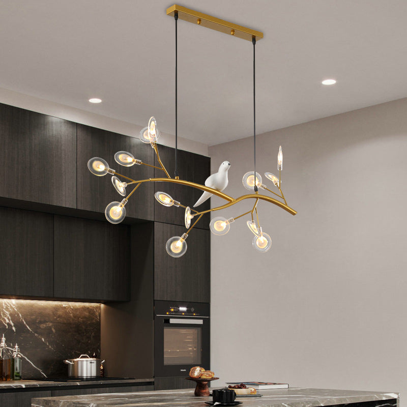 Branch Dining Room Island Pendant Light Acrylic LED Contemporary Hanging Lamp Kit with Bird Decoration Clearhalo 'Ceiling Lights' 'Island Lights' Lighting' 2026415