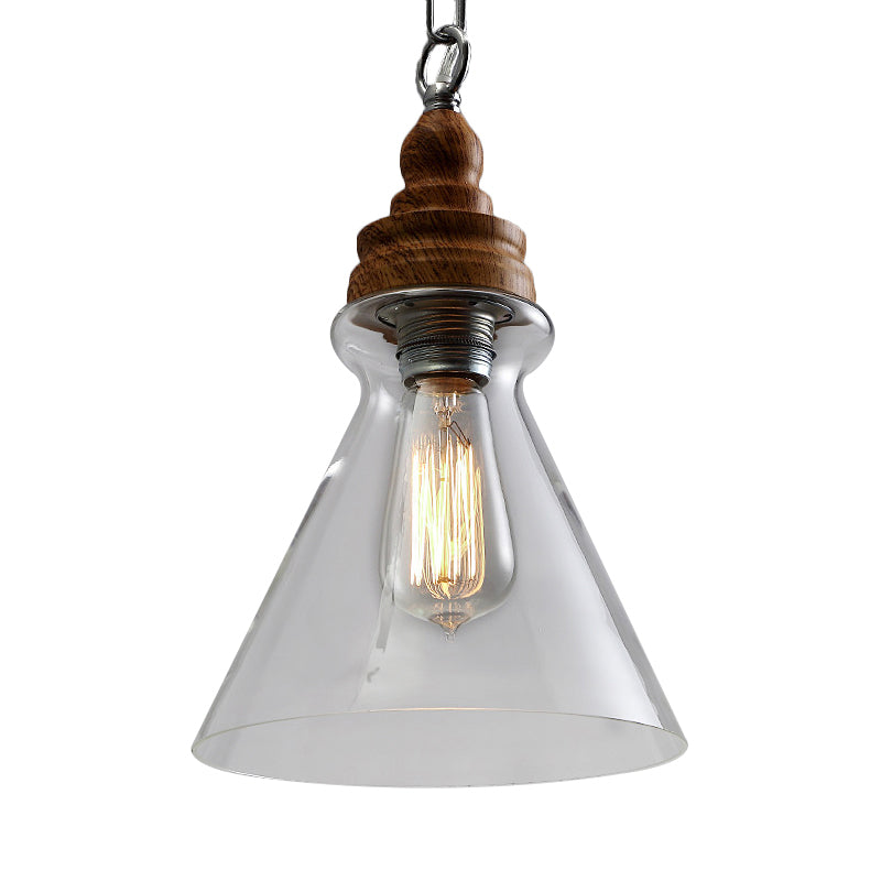 Globe/Bowl/Cone Clear Glass Pendant Lighting Modernist 1 Light Brown Ceiling Lamp Kit with Chain for Restaurant Clearhalo 'Ceiling Lights' 'Glass shade' 'Glass' 'Modern Pendants' 'Modern' 'Pendant Lights' 'Pendants' Lighting' 202642