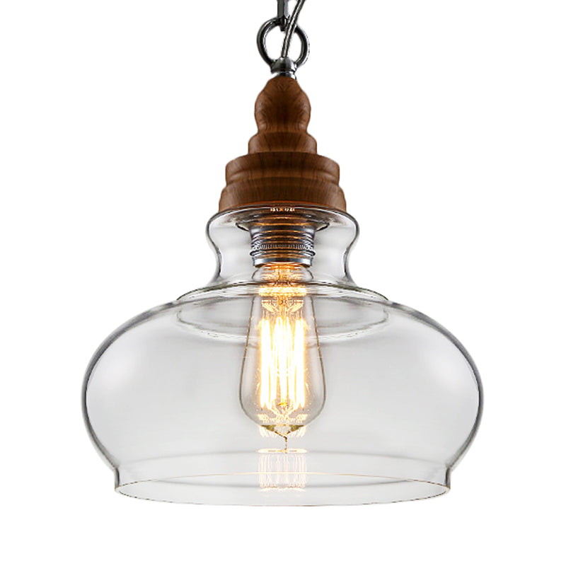 Globe/Bowl/Cone Clear Glass Pendant Lighting Modernist 1 Light Brown Ceiling Lamp Kit with Chain for Restaurant Clearhalo 'Ceiling Lights' 'Glass shade' 'Glass' 'Modern Pendants' 'Modern' 'Pendant Lights' 'Pendants' Lighting' 202646