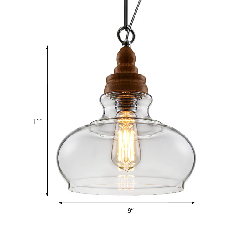 Globe/Bowl/Cone Clear Glass Pendant Lighting Modernist 1 Light Brown Ceiling Lamp Kit with Chain for Restaurant Clearhalo 'Ceiling Lights' 'Glass shade' 'Glass' 'Modern Pendants' 'Modern' 'Pendant Lights' 'Pendants' Lighting' 202647