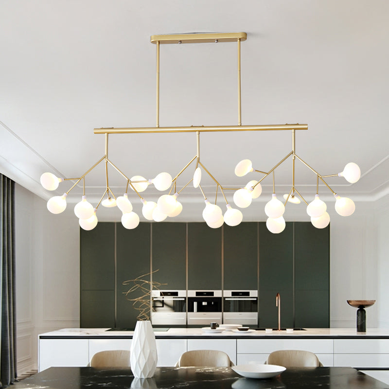 Leaves LED Pendant Light Fixture Modernist Acrylic 27 Heads Island Lamp for Living Room Gold Milk White Clearhalo 'Ceiling Lights' 'Island Lights' Lighting' 2026474