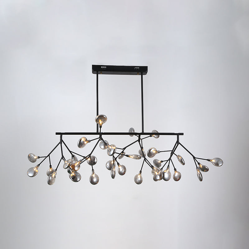 Heracleum Island Pendant Light Contemporary Metallic Dining Room Suspension Lamp 36 Black Clearhalo 'Ceiling Lights' 'Island Lights' Lighting' 2026490